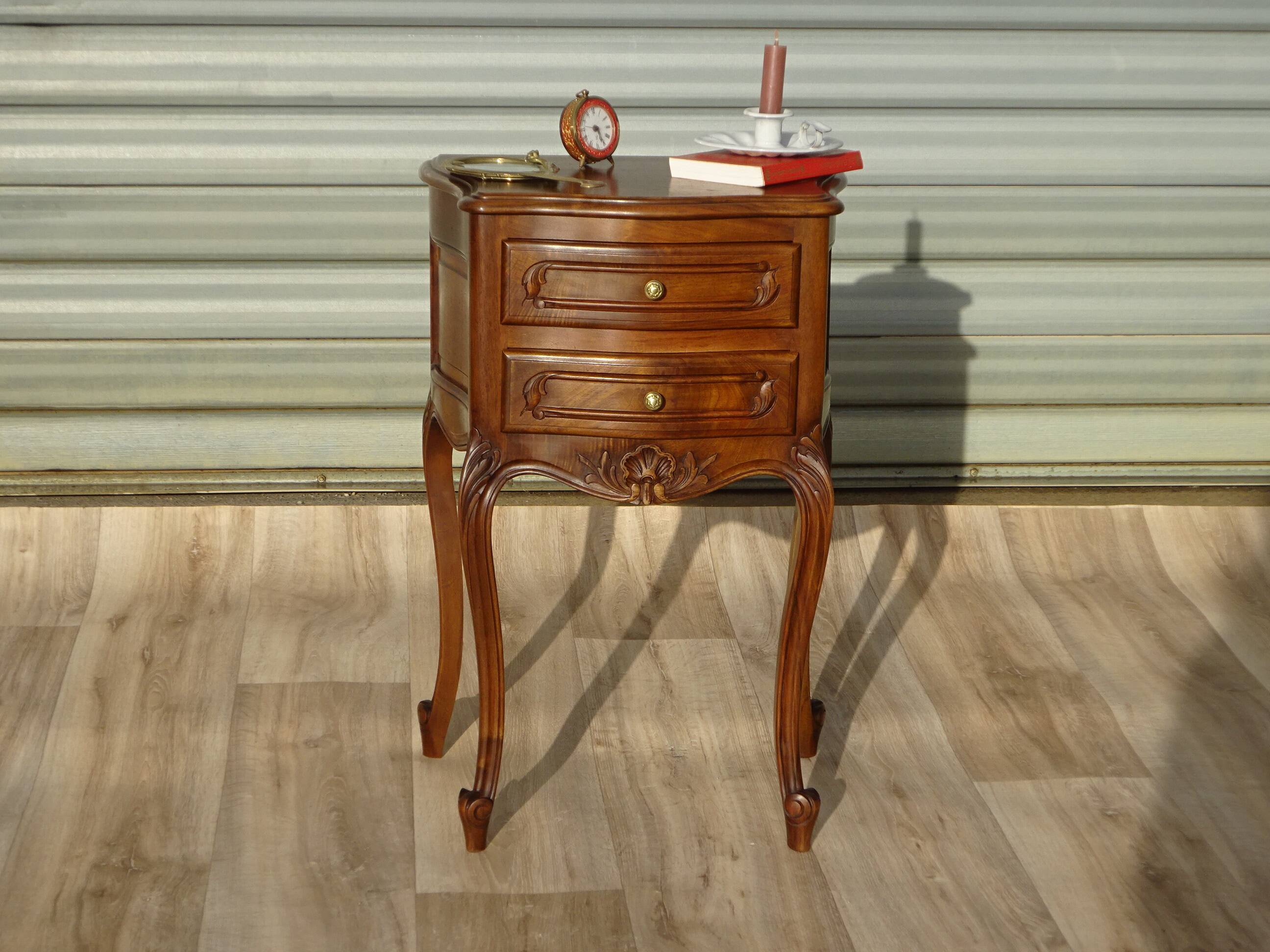 Small walnut bedside table in Louis XV style.