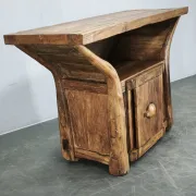 1970s Asian Rustic Solid Wood Console Table, Hand-Carved Primitive Sideboar