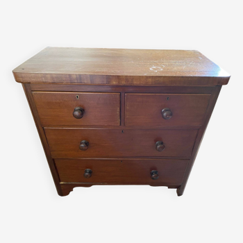 Commode anglaise en acajou 4 tiroirs debut xxeme style marine