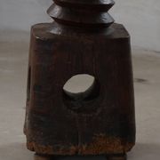 19th-century sculptural French wine press in solid wood / pedestal
