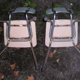 Pair of chrome chairs in formica Plastilux