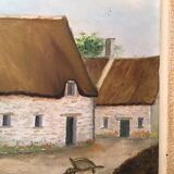 Tableau ancien, paysage de ferme signé Louis Dubois et daté 83