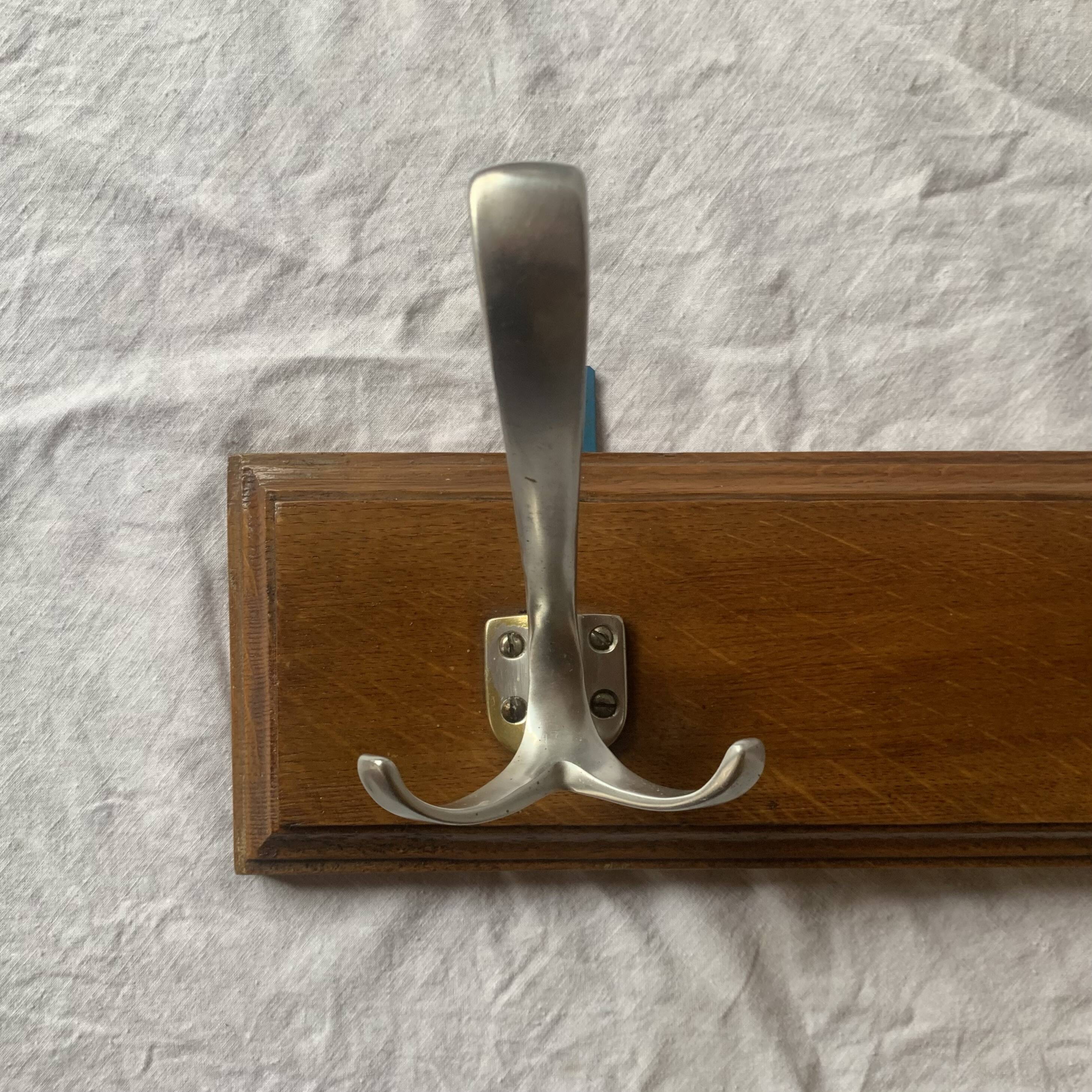 Vintage wooden wall coat rack - 3 hooks