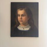 Huile sur toile portrait d’une jeune fille debut XX siècle