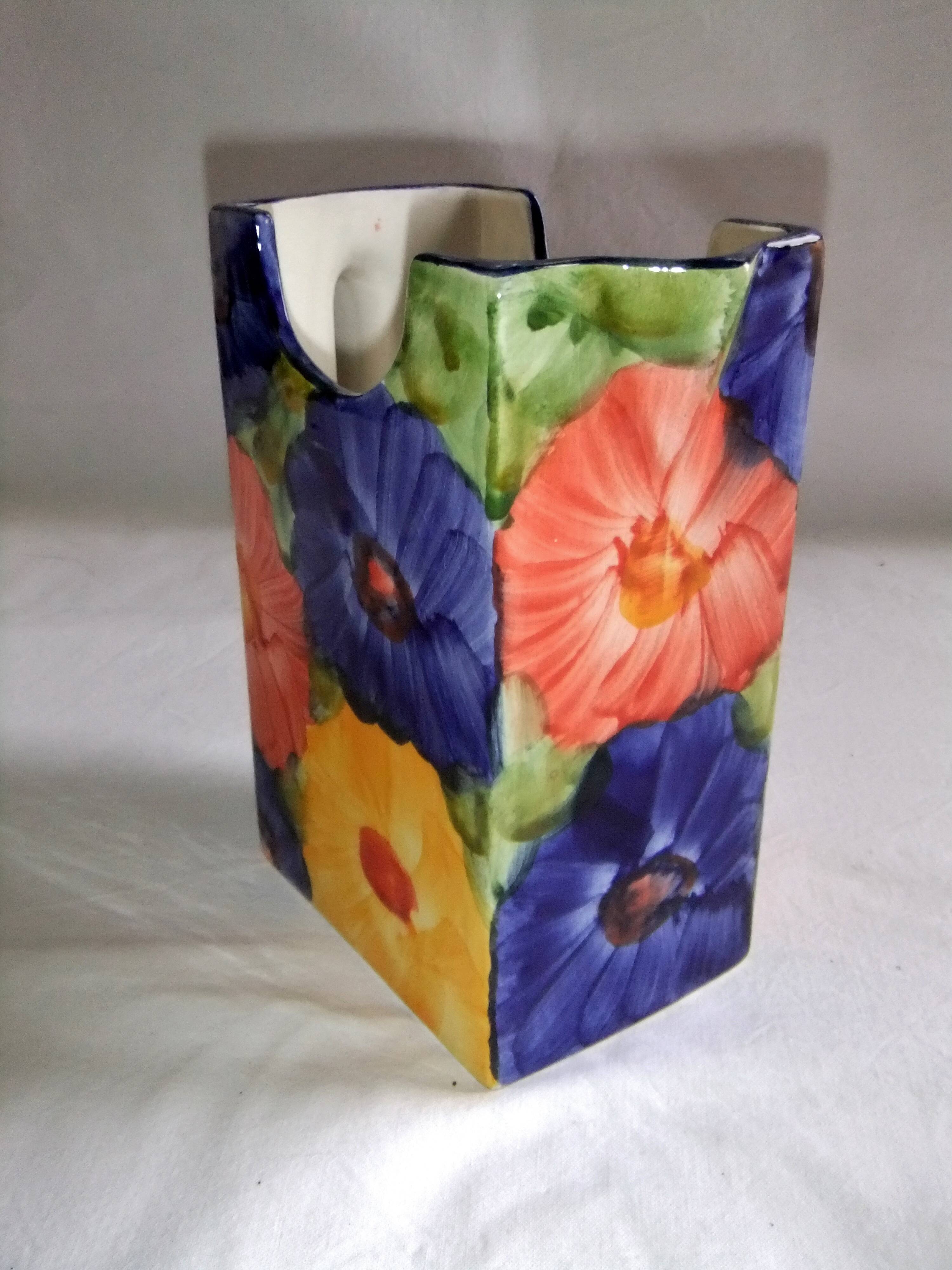 Pichet vase céramique décor de fleurs