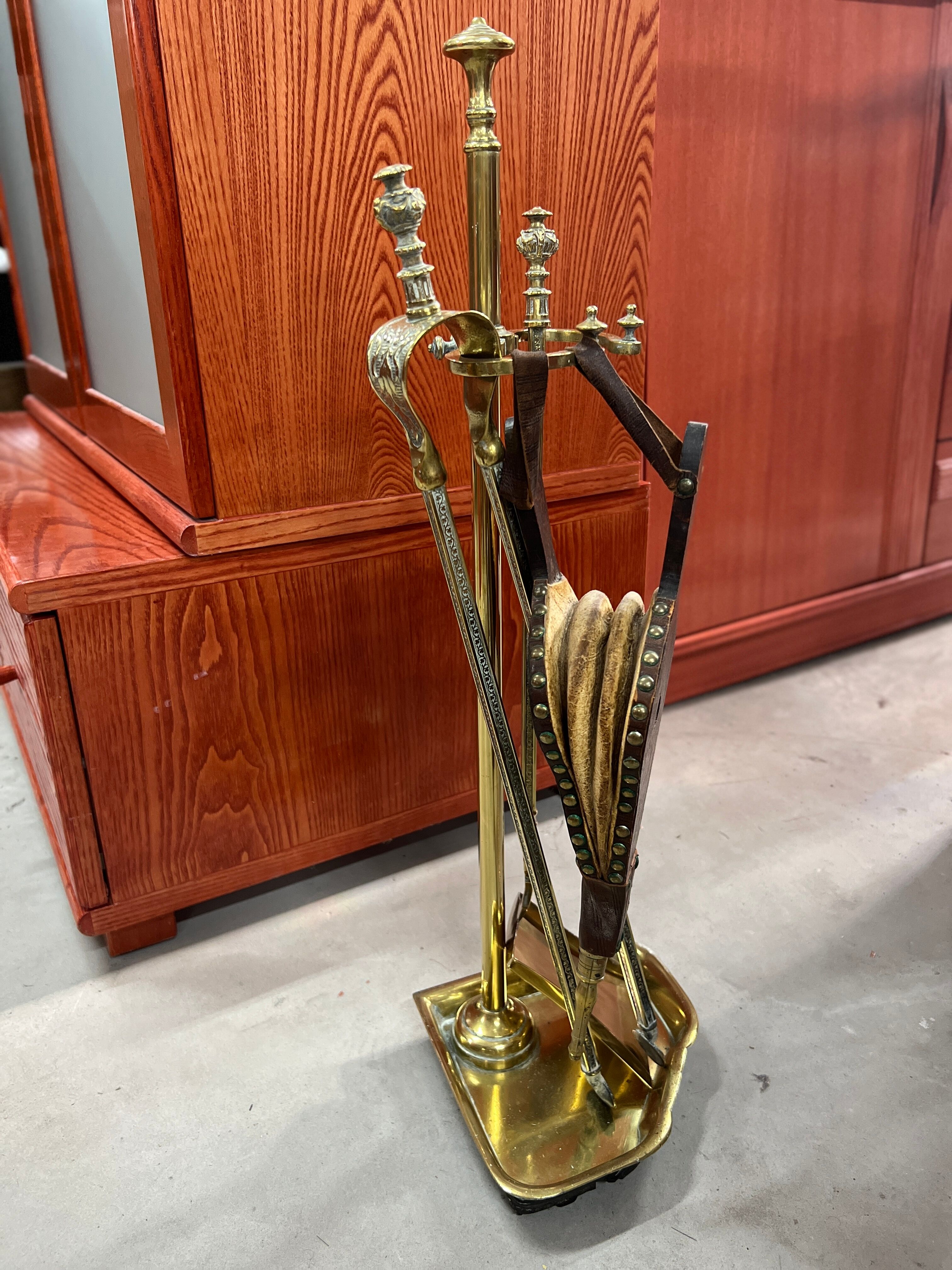 Vintage brass fireplace servant