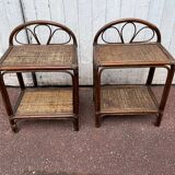 Pair of rattan wicker bedside tables