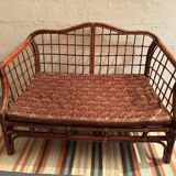 Vintage rattan bench