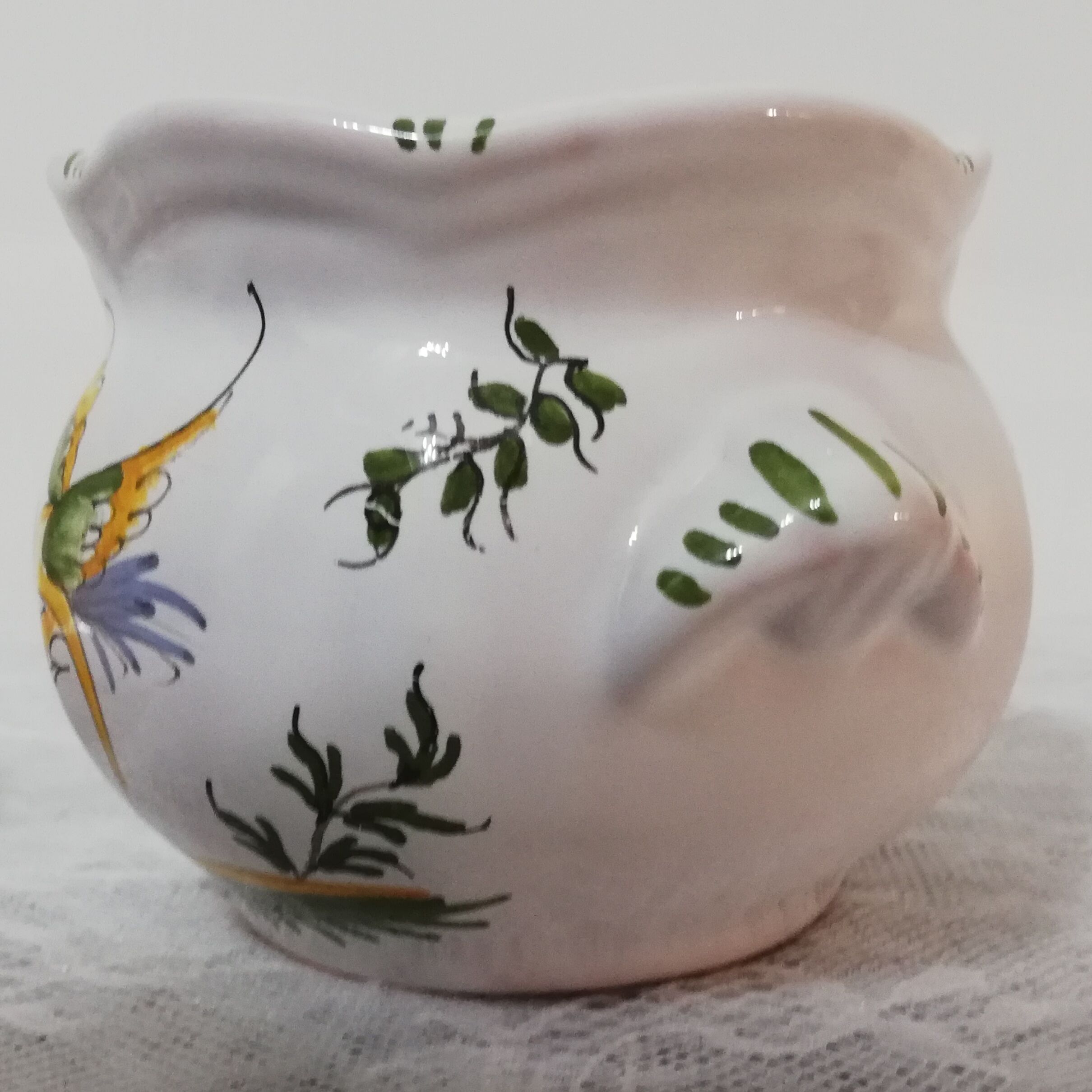 Sugar bowl or candy maker made of Moustiers earthenware