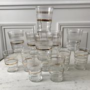 Set of 13 granite water glasses with golden borders 50s-60s