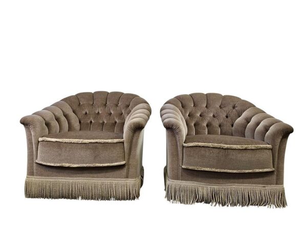 Ensemble de 2 fauteuils vintage / fauteuils / sièges avec franges