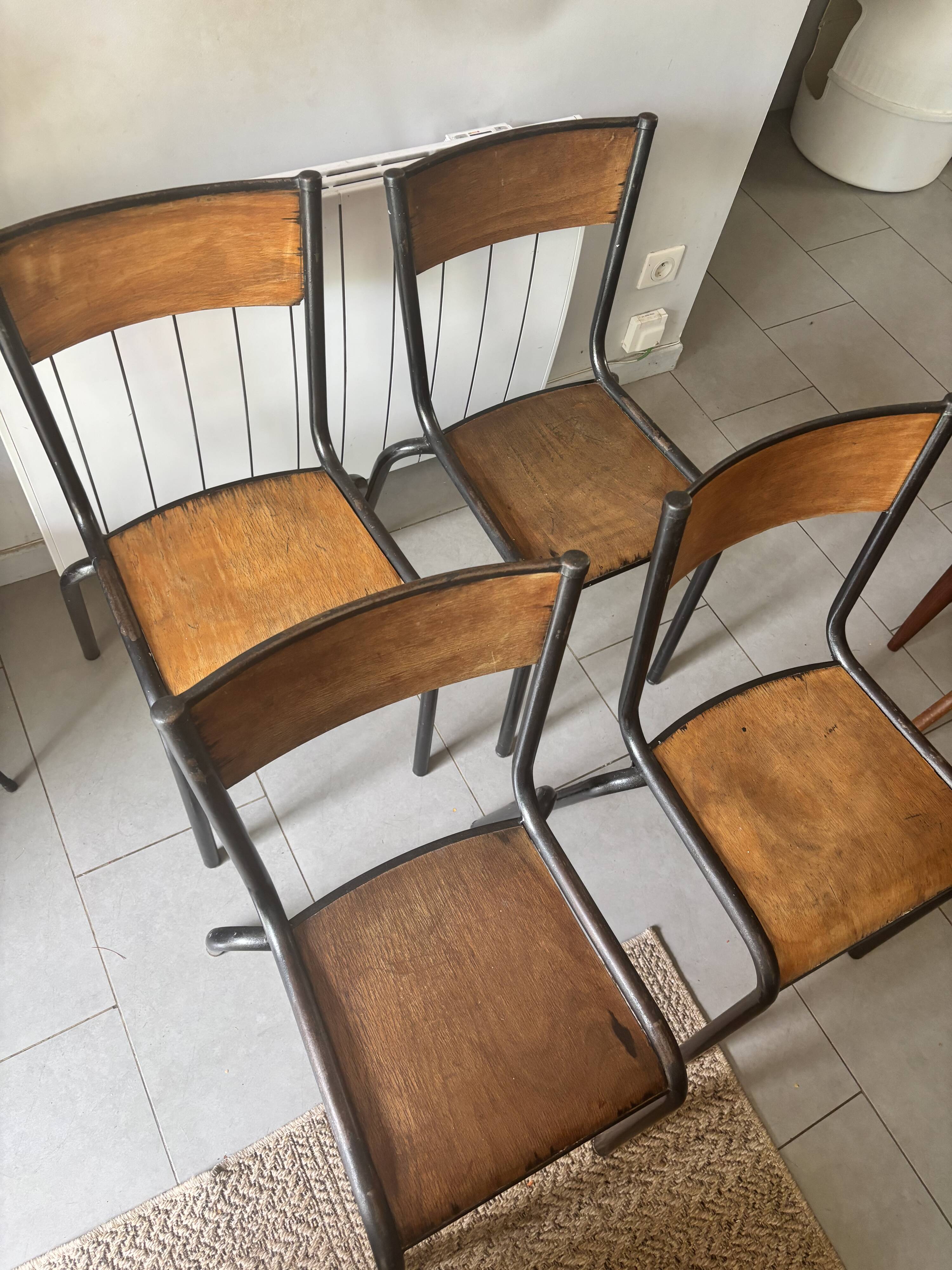 Set of 4 authentic vintage MULLCA school chairs