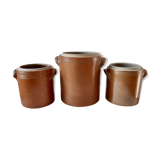 Trio de saloirs cache-pots en grès vintage