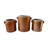 Trio de saloirs cache-pots en grès vintage