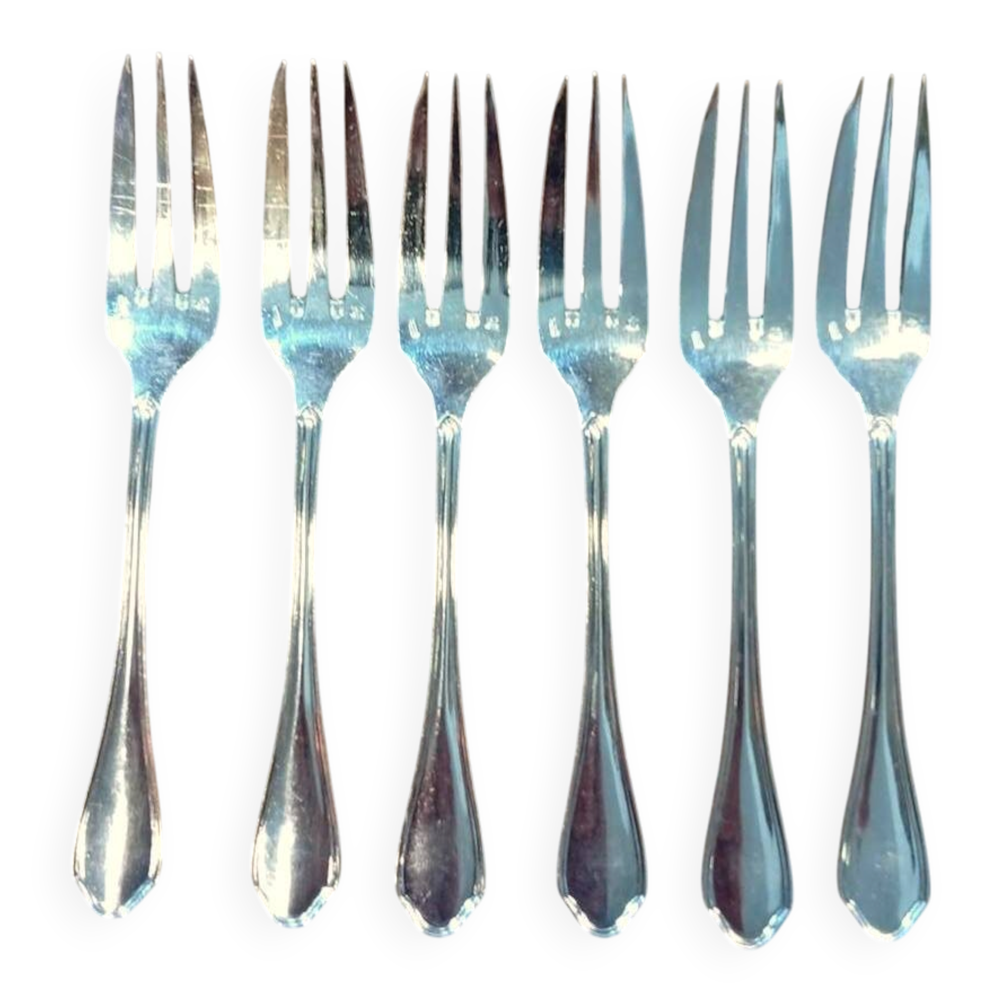 Série de 6 fourchettes à gâteau en métal argenté Ravinet d'Enfert