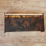 Tortoiseshell and brass lucite magazine rack