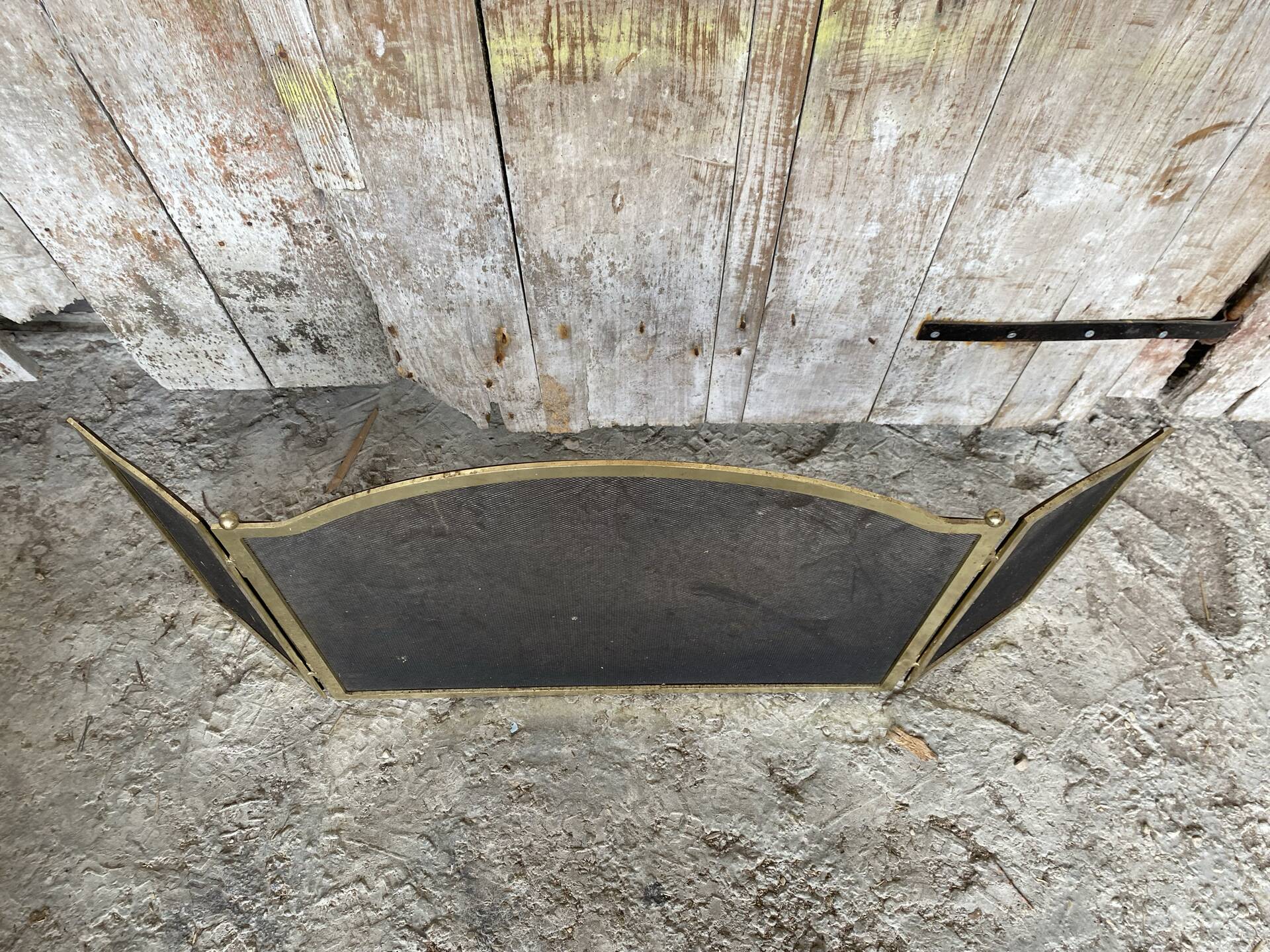 Pare Feu Grille Protection Cheminée 3 Volets Laiton Années 70 Vintage