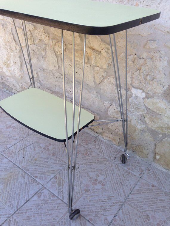 Side table / formica vintage yellow and black TV stand