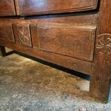 French oak armoire, late 17th - early 18th century, Louis XIV provincial style with hand-carved rosettes