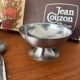 Vintage Jean Couzon box with 6 stainless steel ice cream bowls and bistro spoons.