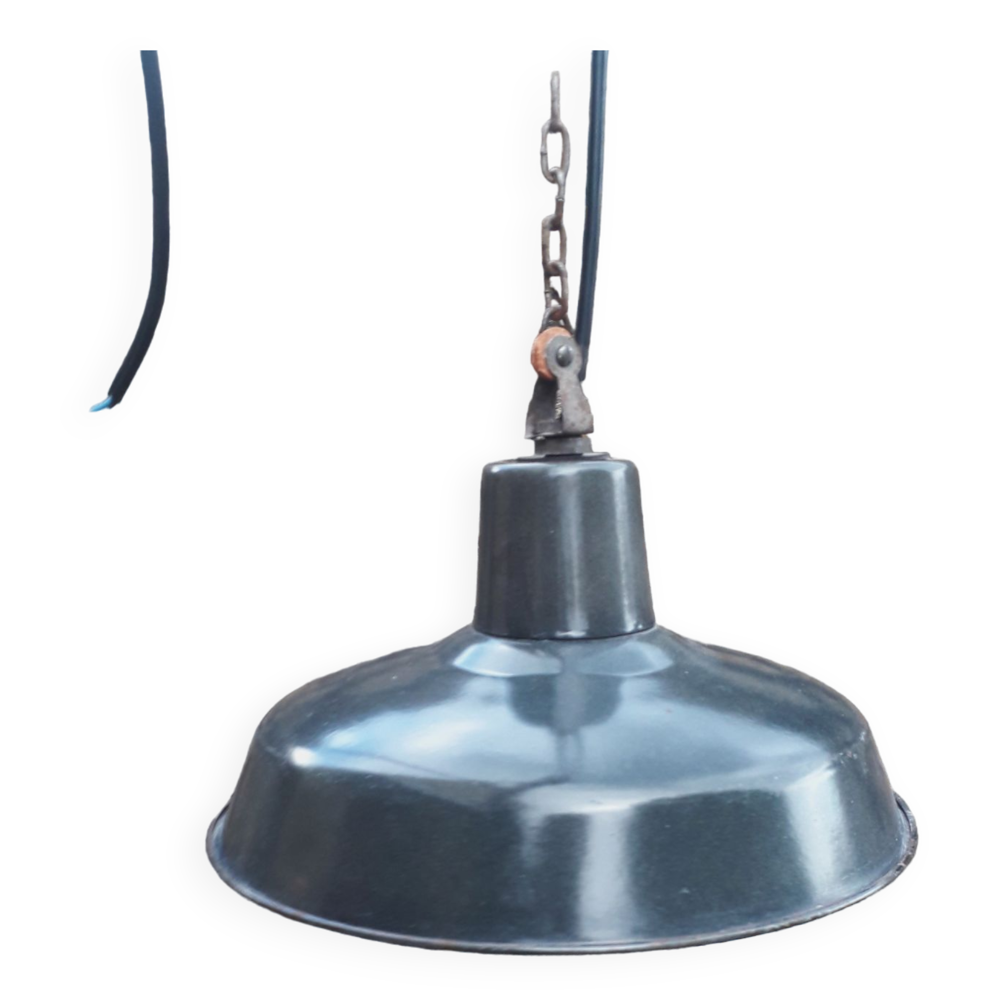 Old industrial suspension - enamelled sheet metal - 1950