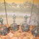 18th Century Italian Murano Clear Glass and Blue Trimmed Blown Glass Bottle