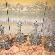 18th Century Italian Murano Clear Glass and Blue Trimmed Blown Glass Bottle