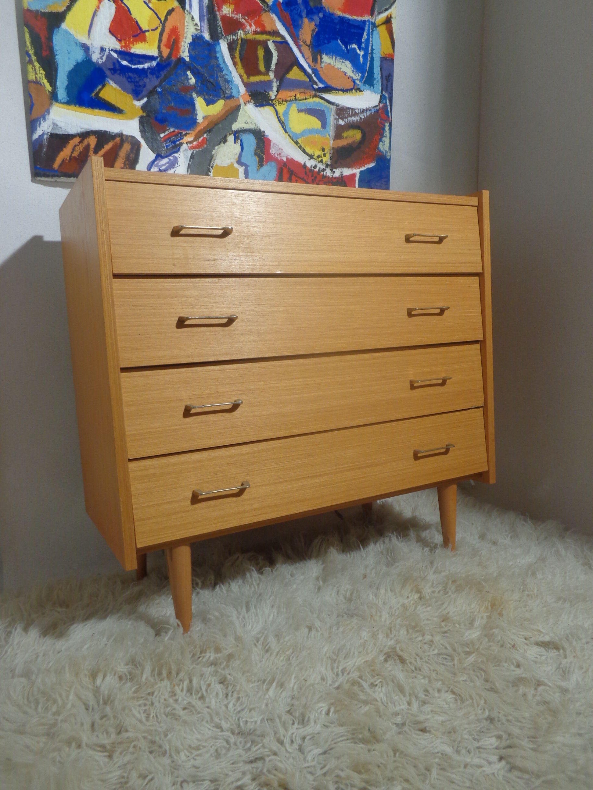 Chest of drawers vintage from the 60s in light wood