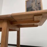 Solid pine table with its extension, 1950s