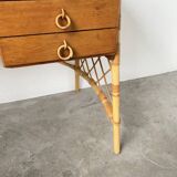 Louis Sognot rattan desk and its chair