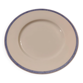 Assiette plate en porcelaine Limoges liseré bleu moucheté