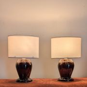 Pair of vintage 70s ceramic bedside lamps – Glazed enamels & e