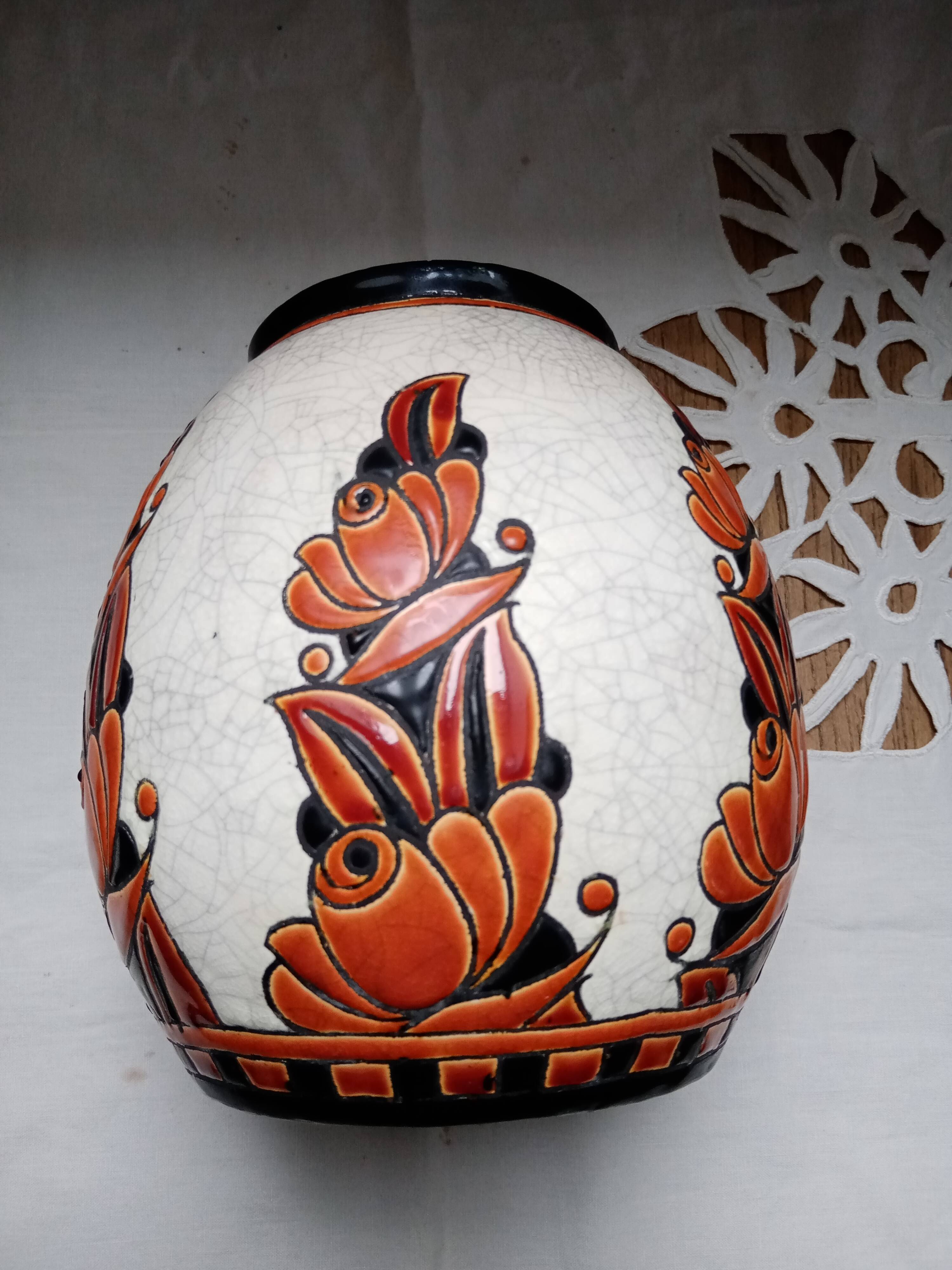 Art Deco vase Manufacture Boch la louviére design Charles Catteau