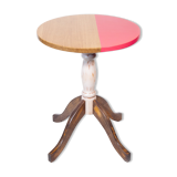 Bistro-style round table in rose solid oak and natural wood