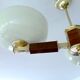 Large Art Deco pendant light in wood and glass, 1930s