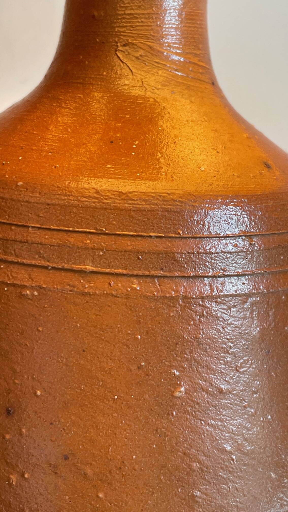 Vintage glazed stoneware lamp from Portugal.