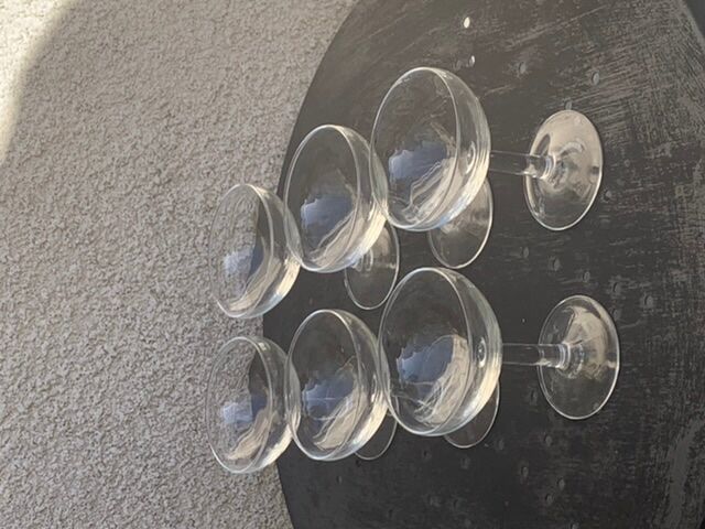 6 vintage transparent glass champagne glasses