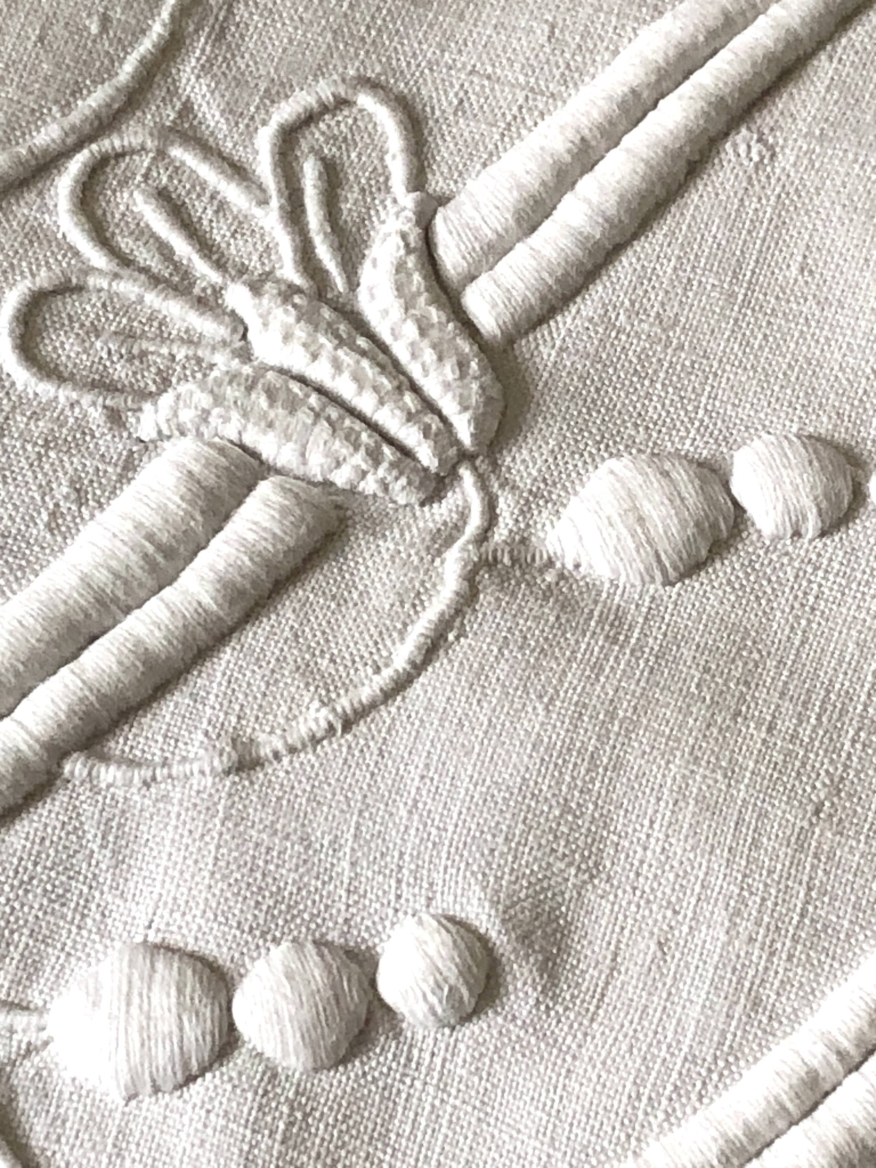 Old pure linen sheet embroidered and monograms