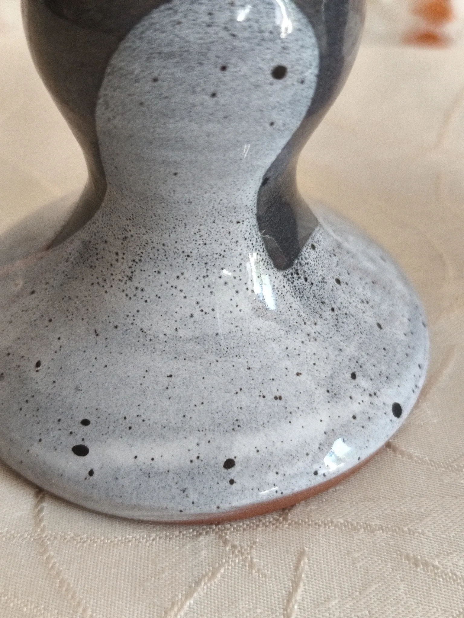 Pair of handcrafted glazed stoneware candle holders