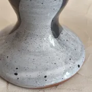 Pair of handcrafted glazed stoneware candle holders