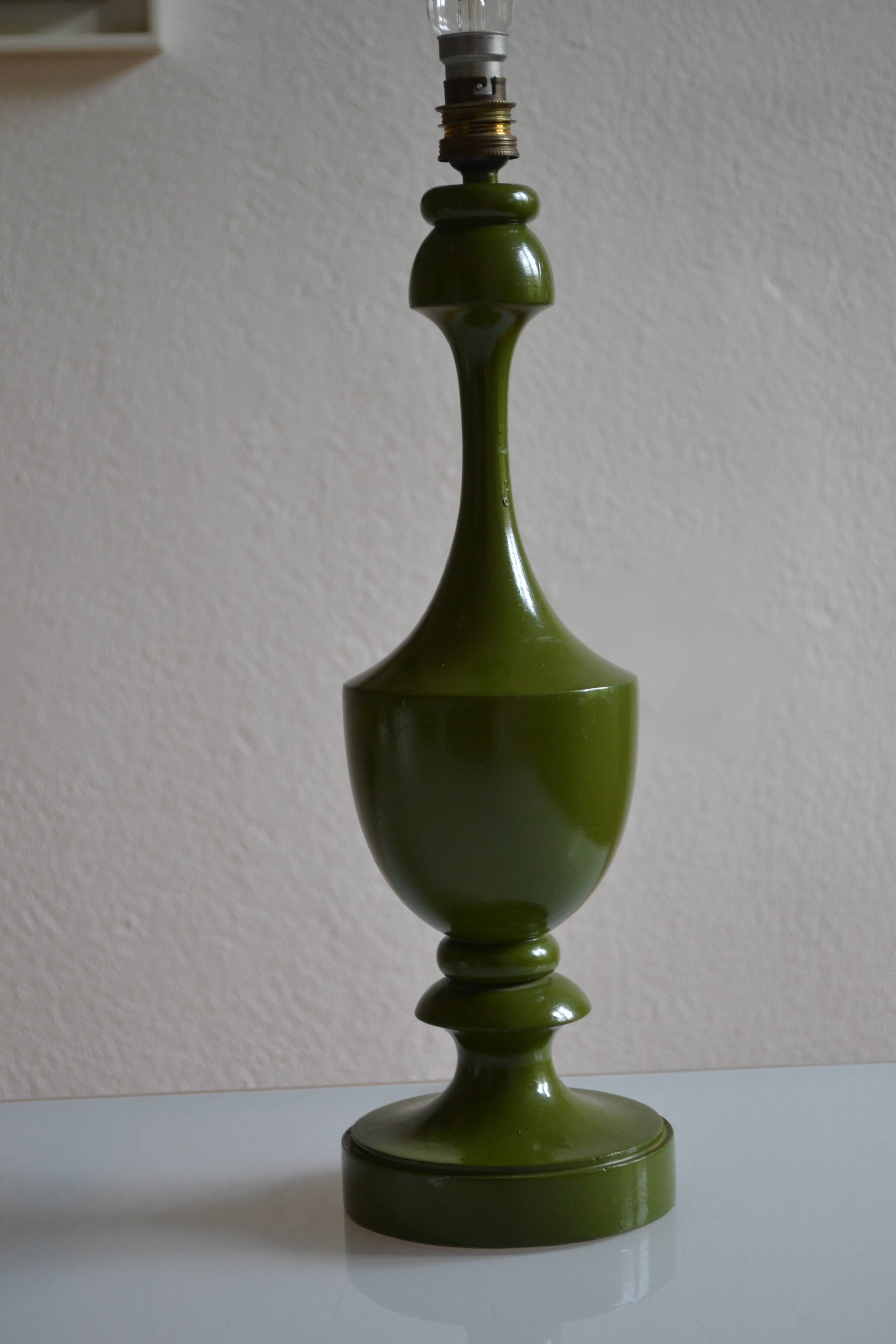 Vintage olive green lamp base circa 1970