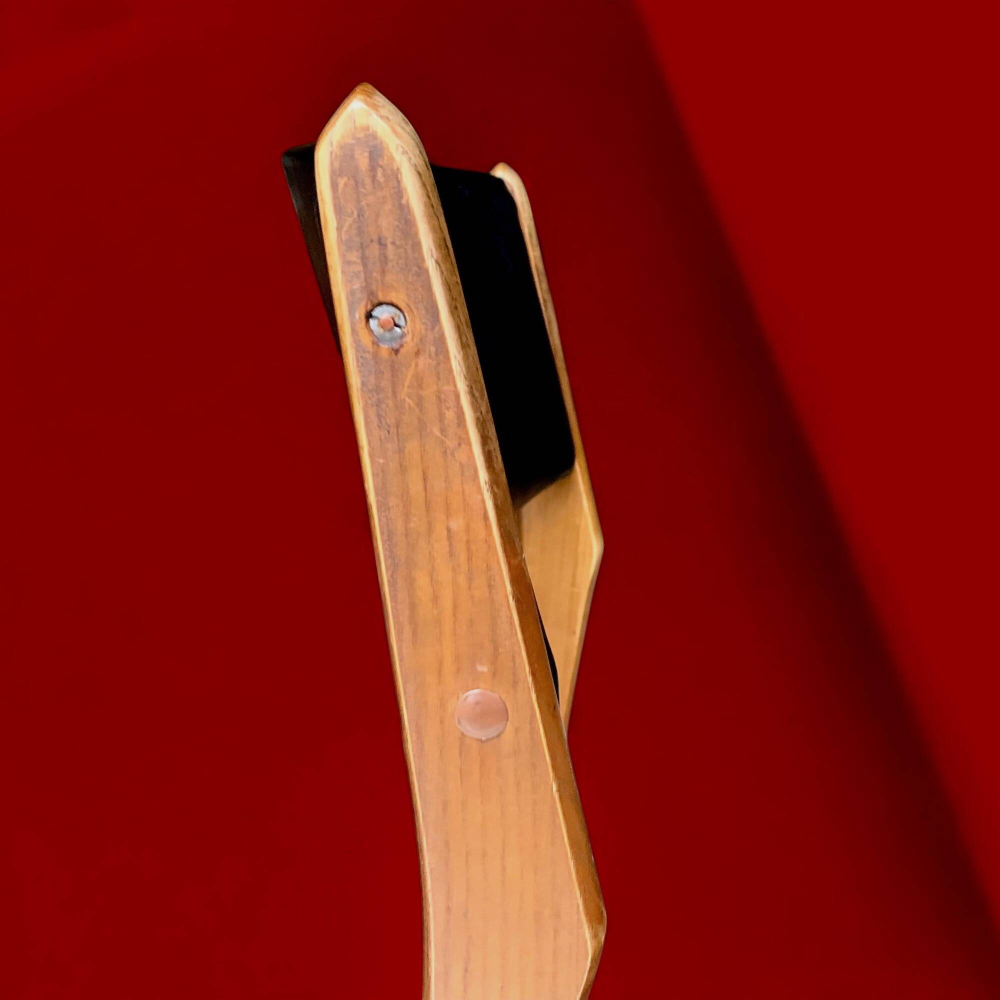 Pair of Scandinavian chairs in wood and black skai