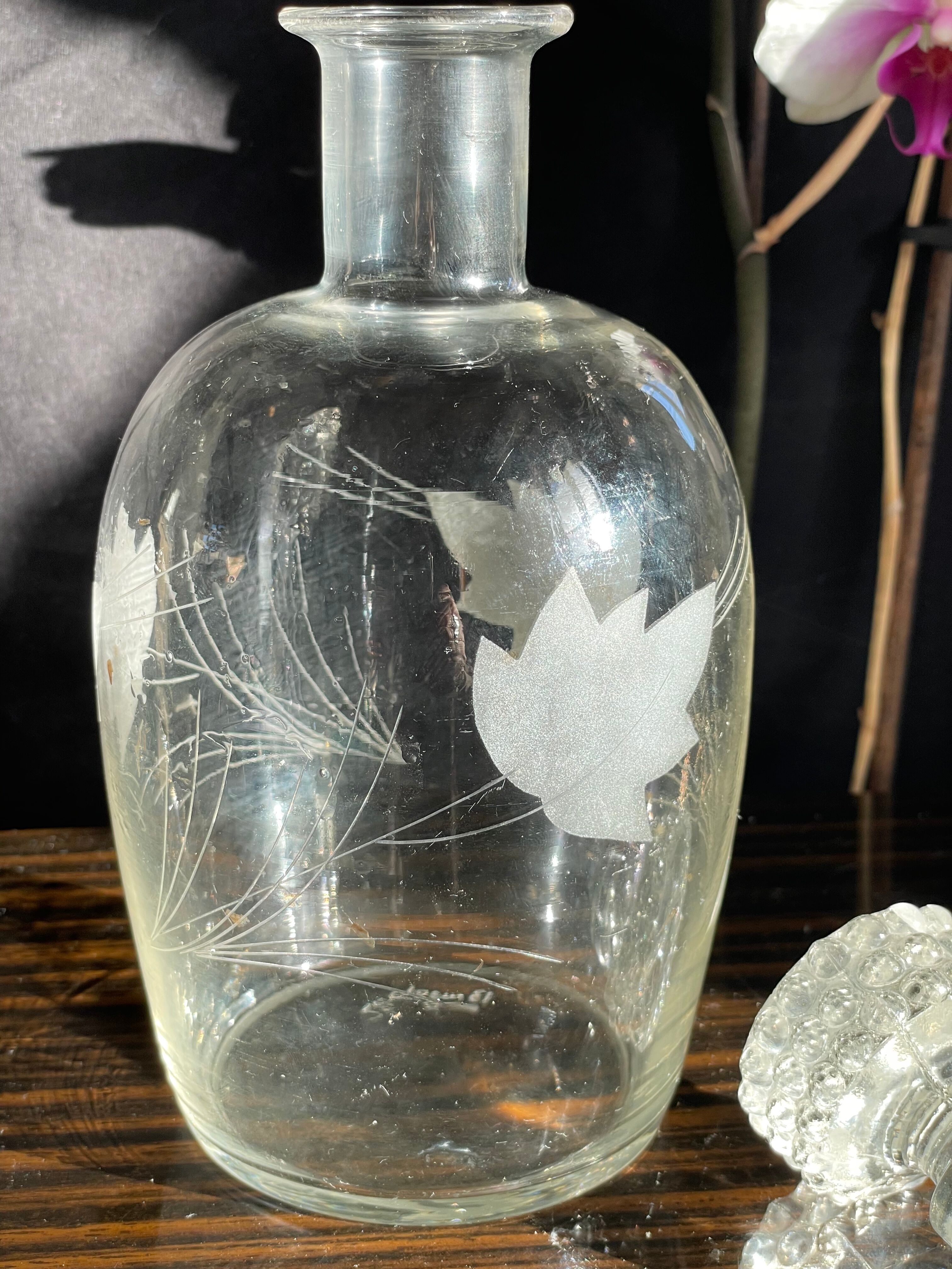 Antique cut crystal carafe signed Bayel 92