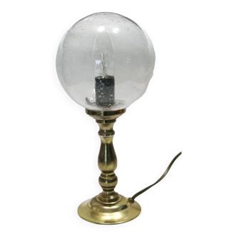 petite lampe à poser années 80's verre et métal doré