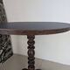 Table d'appoint ronde, pied en chêne tourné