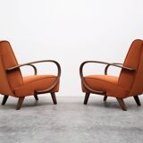 1930 Jindrich Halabala Bentwood Armchair in Rusty Orange Velvet