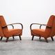 1930 Jindrich Halabala Bentwood Armchair in Rusty Orange Velvet