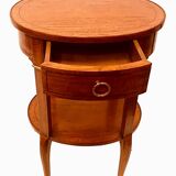 Oval pedestal table in veneer wood and black wood net 20th century