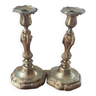 Pair of bronze candlesticks