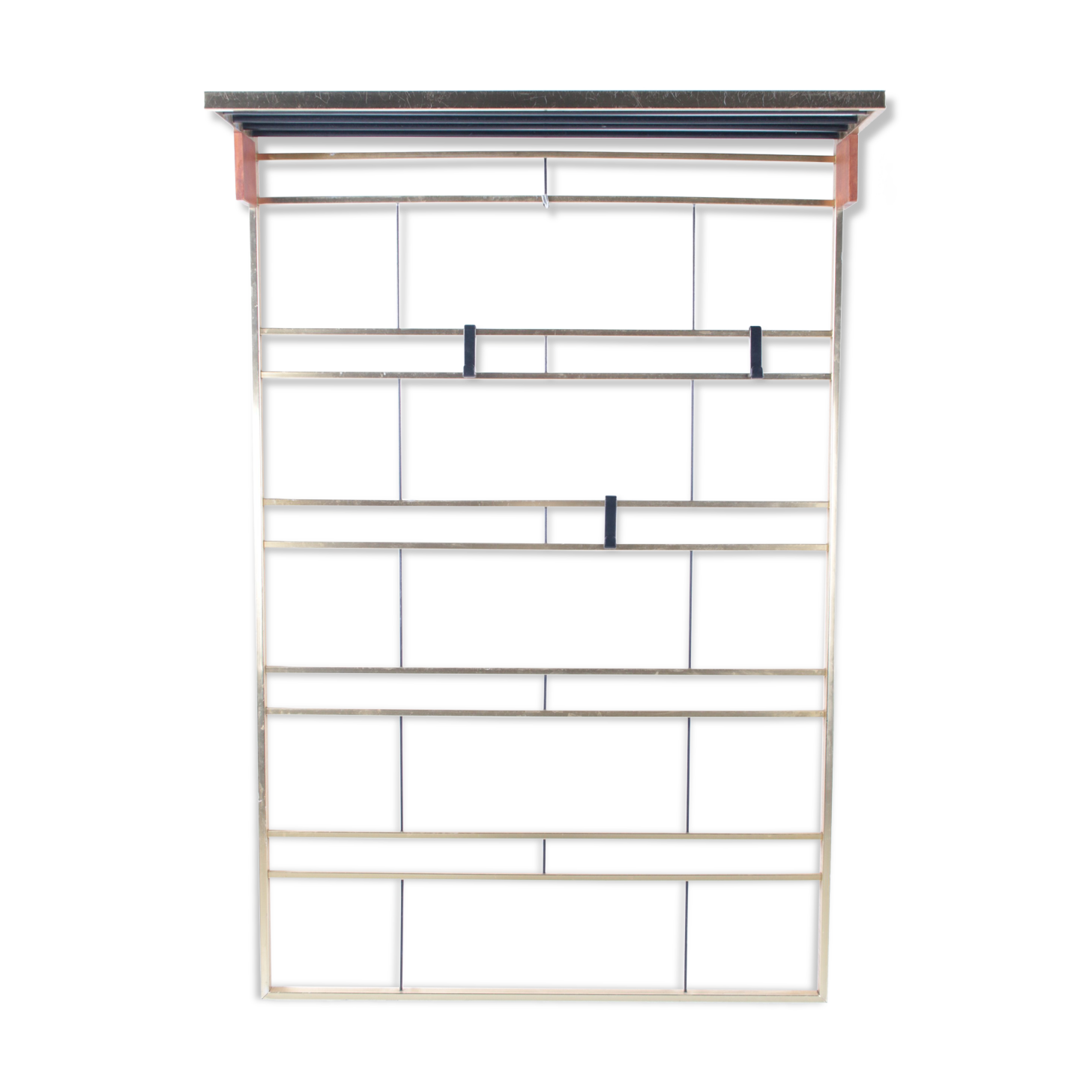 Vintage Brass Wall Coat Rack with Hat Shelf, 1960s